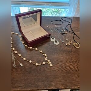 Assorted Jewelry, W/ Small Wooden Jewelry Box